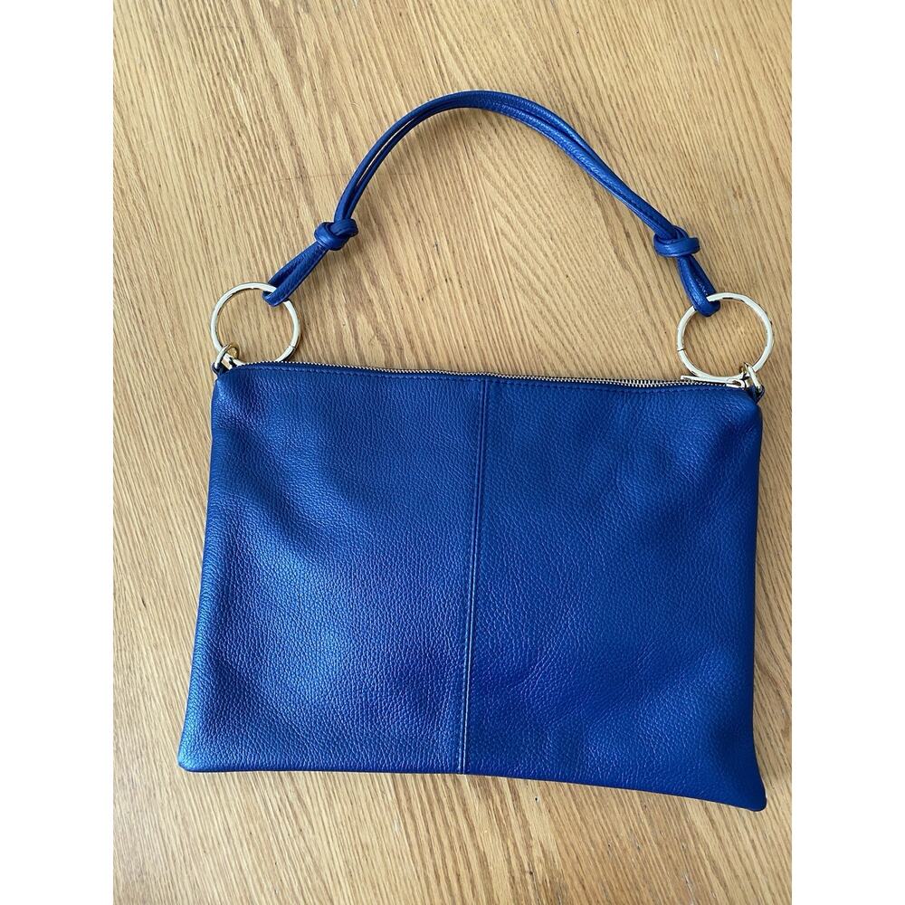 Italian made leather blue handbag,New, 10X14, gold hardware, Borse in Pelle